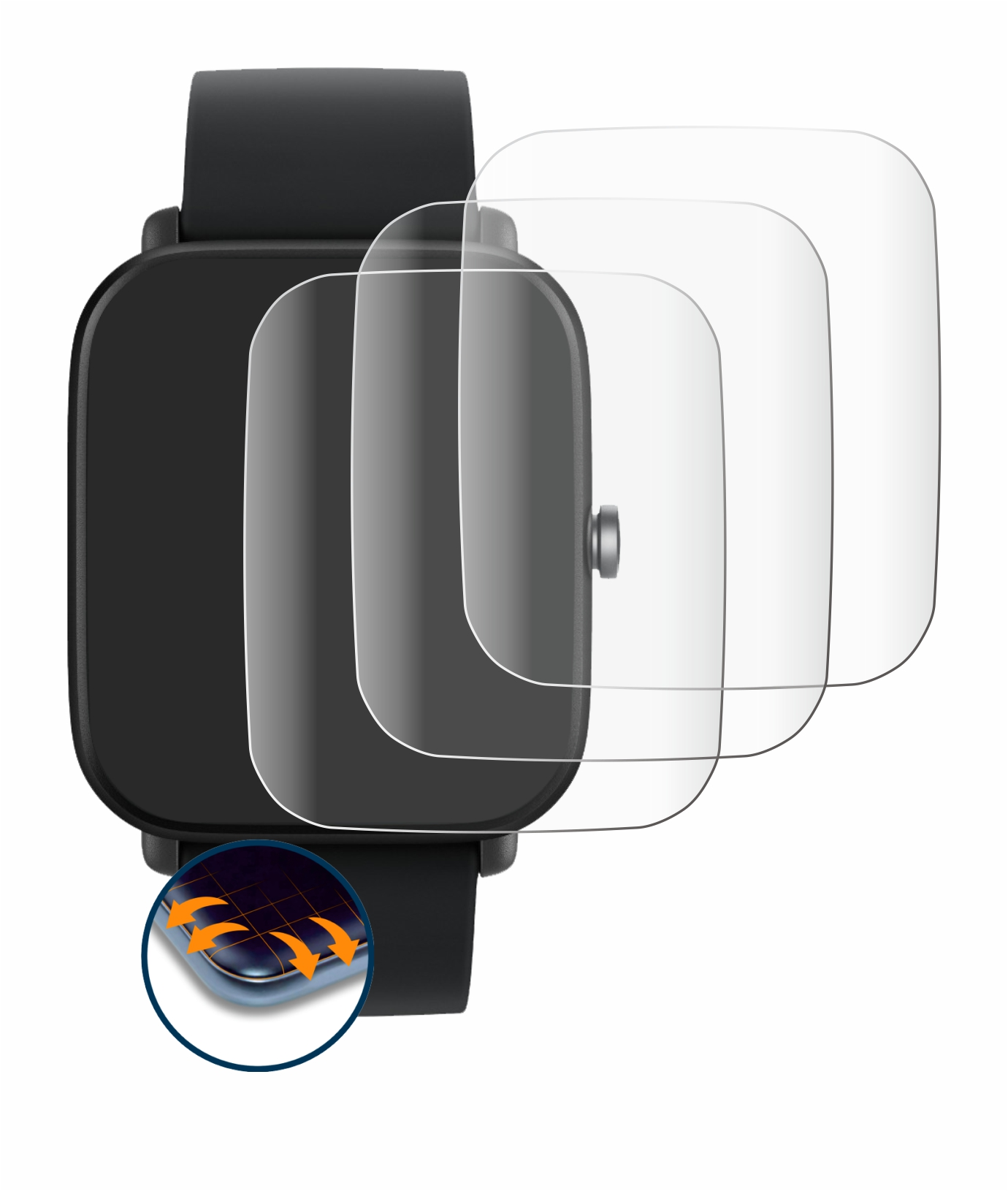 SAVVIES 4x Flex Huami Schutzfolie(für 3D U Pro) Curved Amazfit Full-Cover Bip