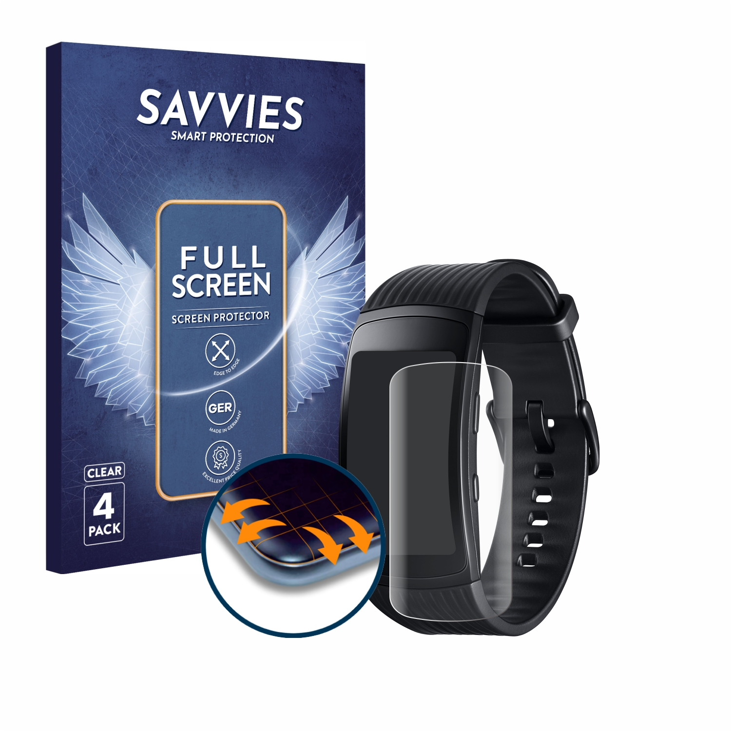Fit 3D Schutzfolie(für Samsung Pro) 2 4x Gear Curved Flex SAVVIES Full-Cover
