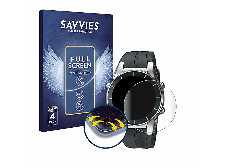 SAVVIES 4x Flex Full-Cover 3D MRP-700) 3796 Marine Curved Casio Schutzfolie(für Gear