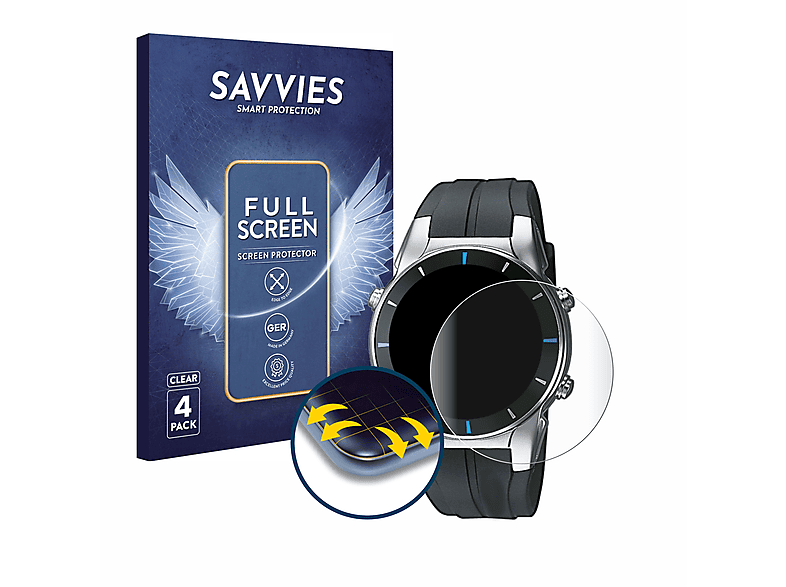 SAVVIES 4x 3D Schutzfolie(für MRP-700) Marine Full-Cover Gear 3796 Flex Curved Casio