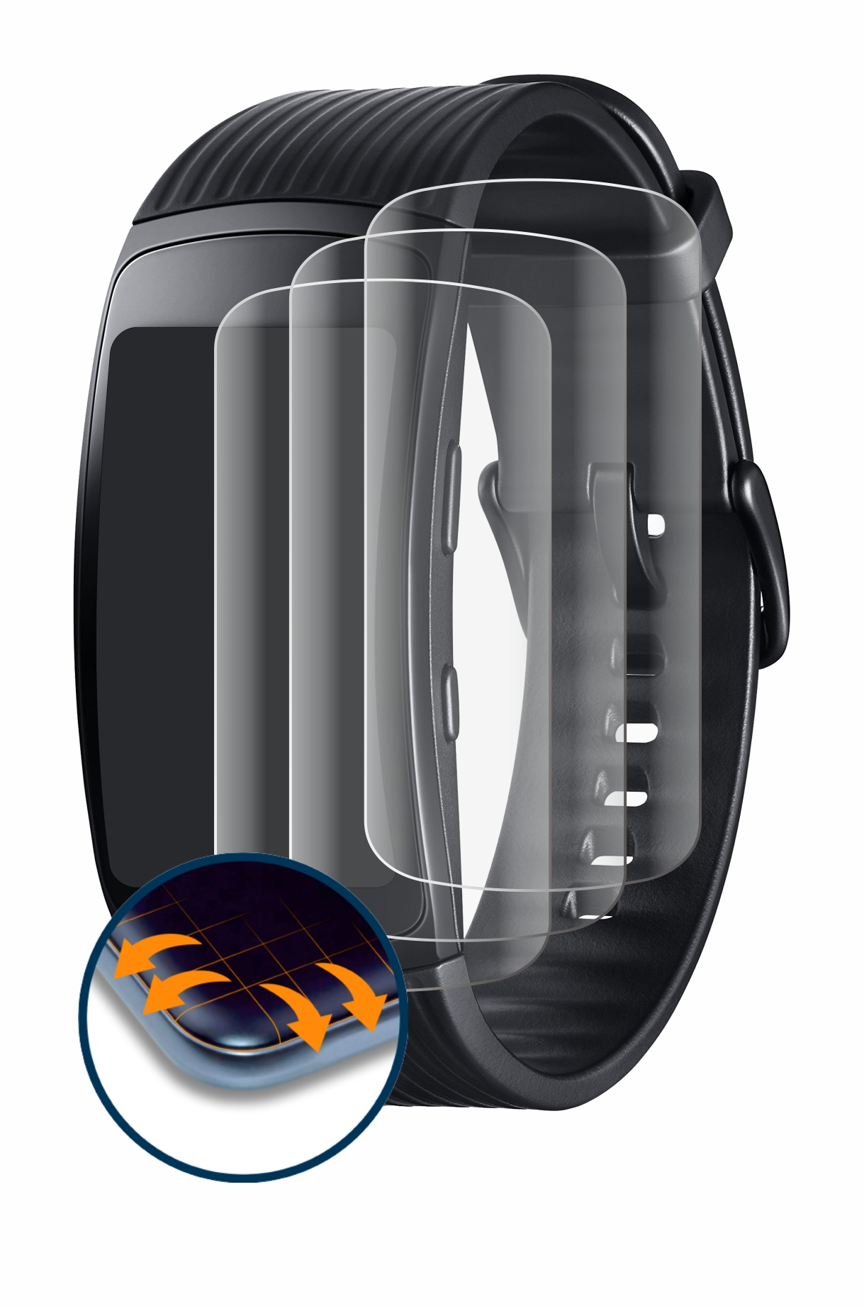 Curved Full-Cover 3D Schutzfolie(für 4x SAVVIES Fit Flex Samsung 2 Pro) Gear