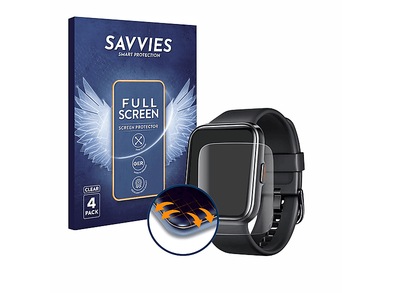 SAVVIES 4x Flex Full-Cover 3D Curved Schutzfolie(für Fitpolo 208BT 1.7\