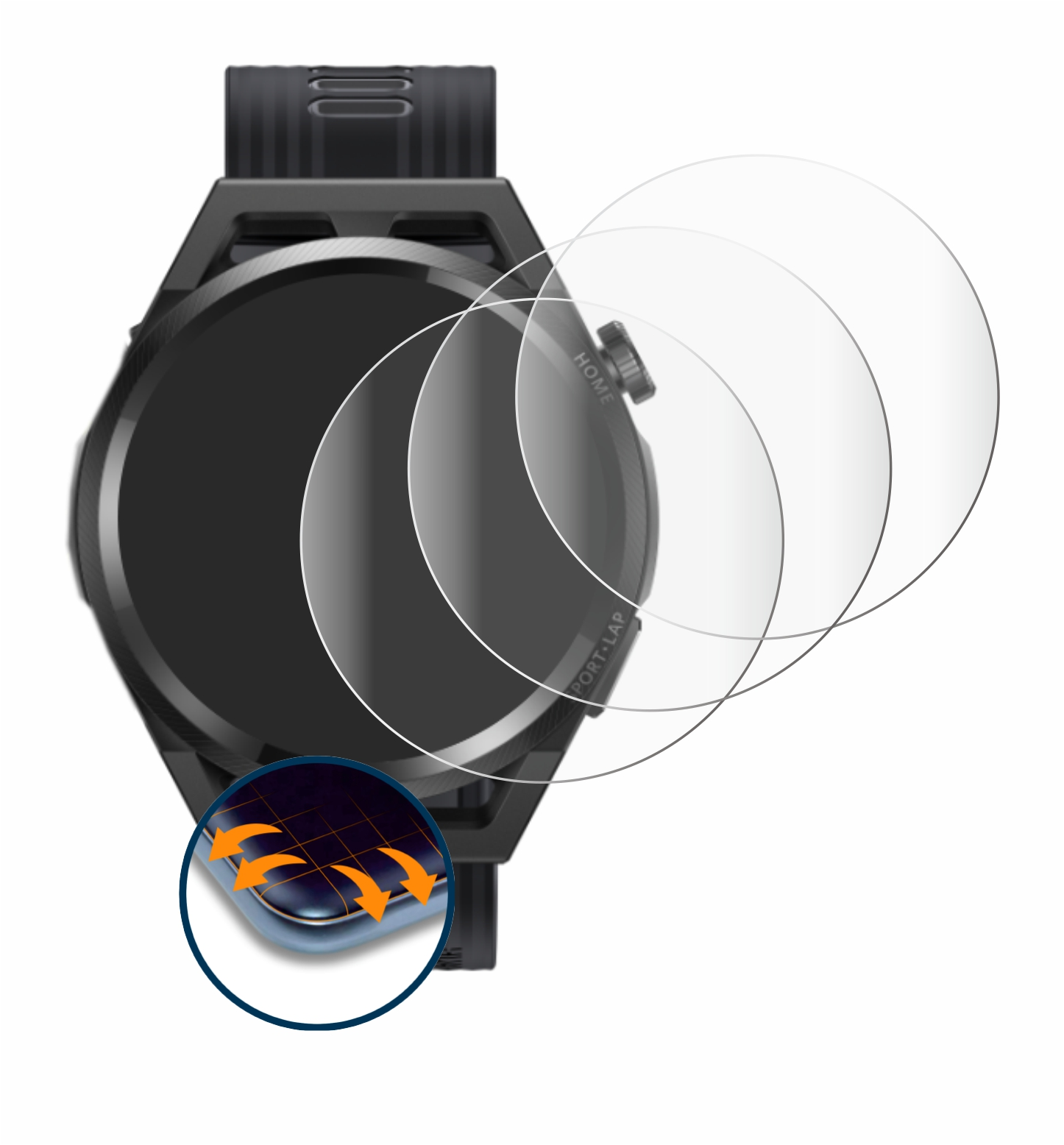 Huawei Curved Runner) Watch Flex Schutzfolie(für 4x GT SAVVIES 3D Full-Cover