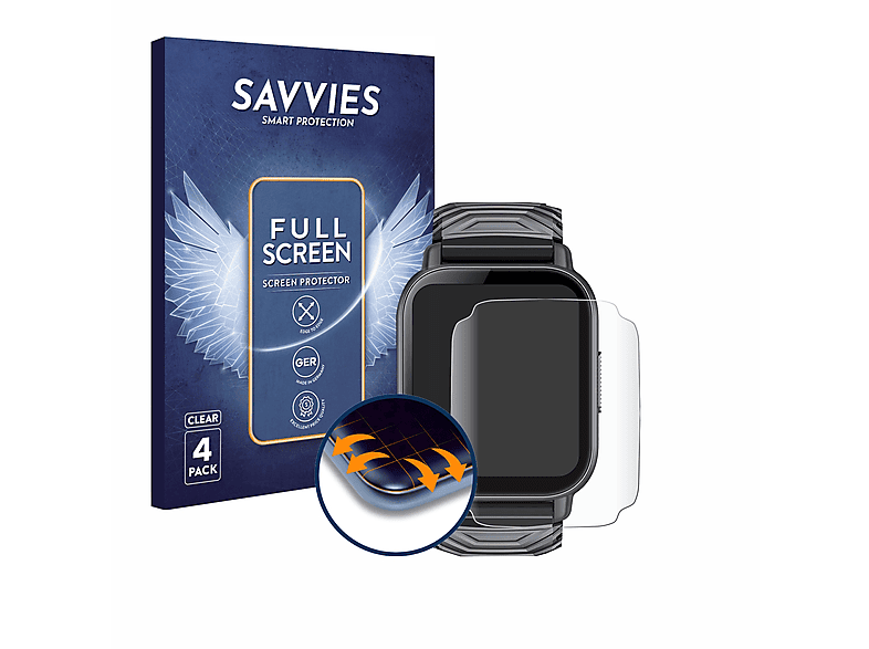 SAVVIES 4x Flex Full-Cover 3D Curved Schutzfolie(für WeurGhy Y6 1.85\
