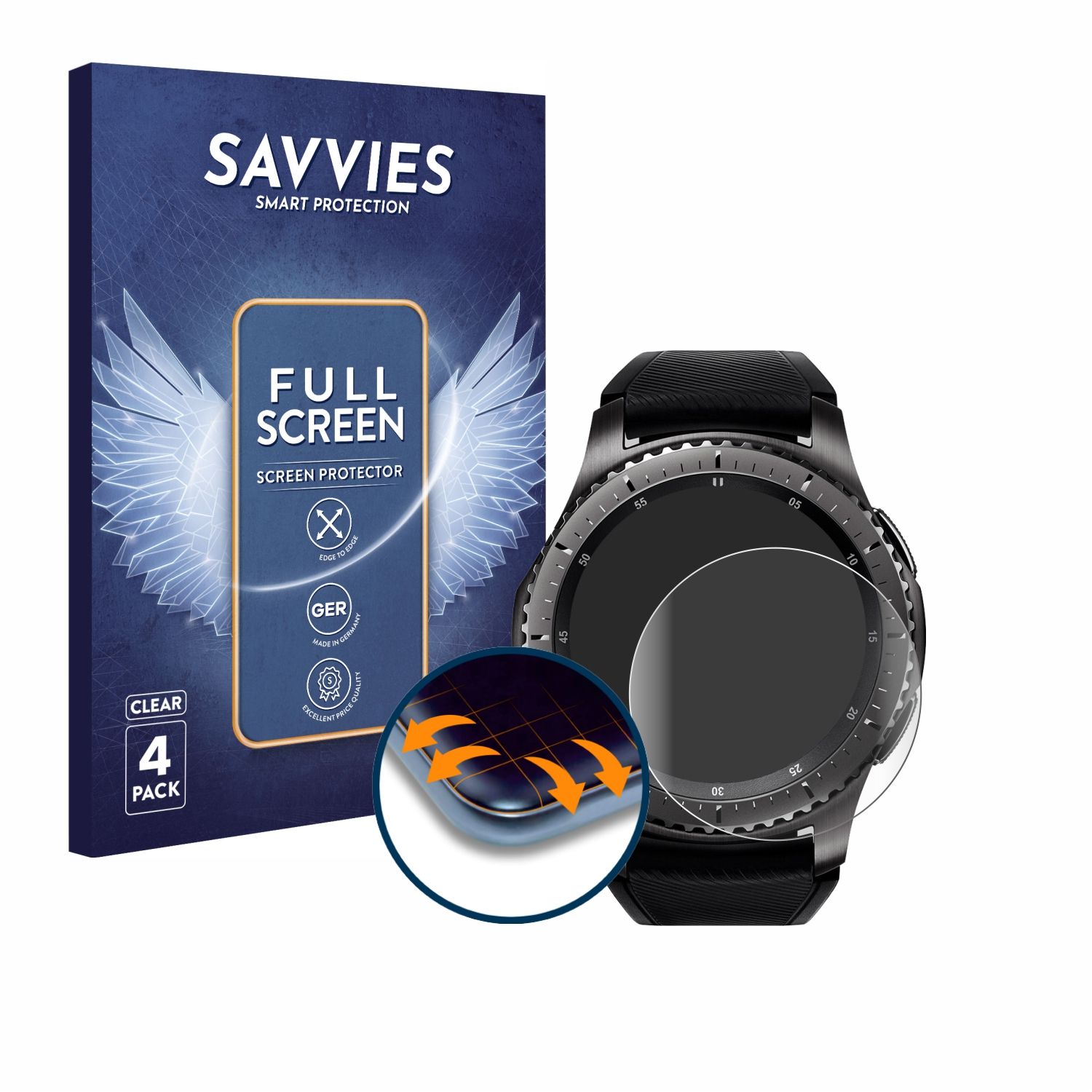 SAVVIES 4x Flex Full-Cover S3 Frontier) Schutzfolie(für 3D Curved Gear Samsung