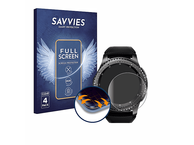 SAVVIES 4x Flex S3 Full-Cover Frontier) Samsung Schutzfolie(für Curved 3D Gear