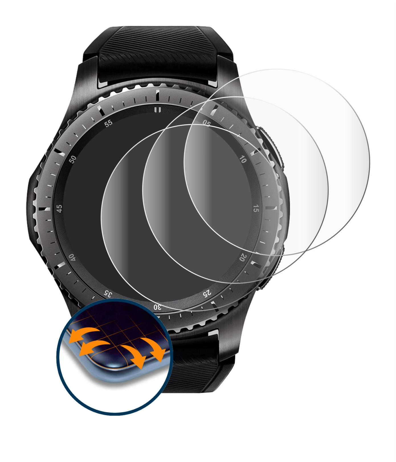 SAVVIES 4x S3 Frontier) Samsung Full-Cover Curved Gear 3D Flex Schutzfolie(für