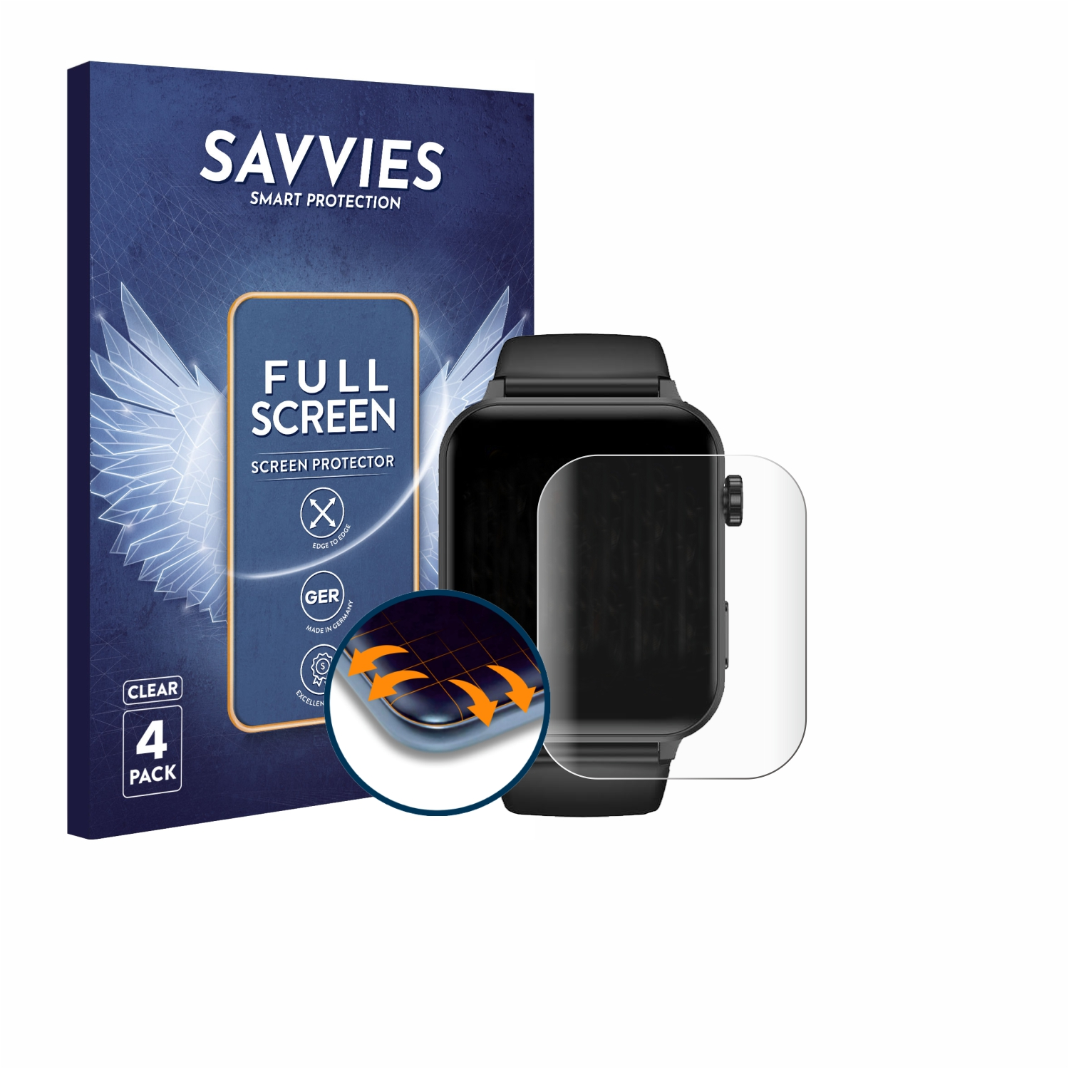 SAVVIES 4x Flex 3D Full-Cover BV-R30 Blackview Schutzfolie(für Pro) Curved