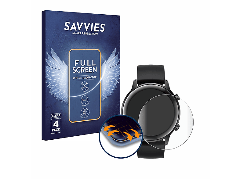 SAVVIES 4x Flex 2 3D Schutzfolie(für Full-Cover Watch Curved mm)) Honor (42 Magic