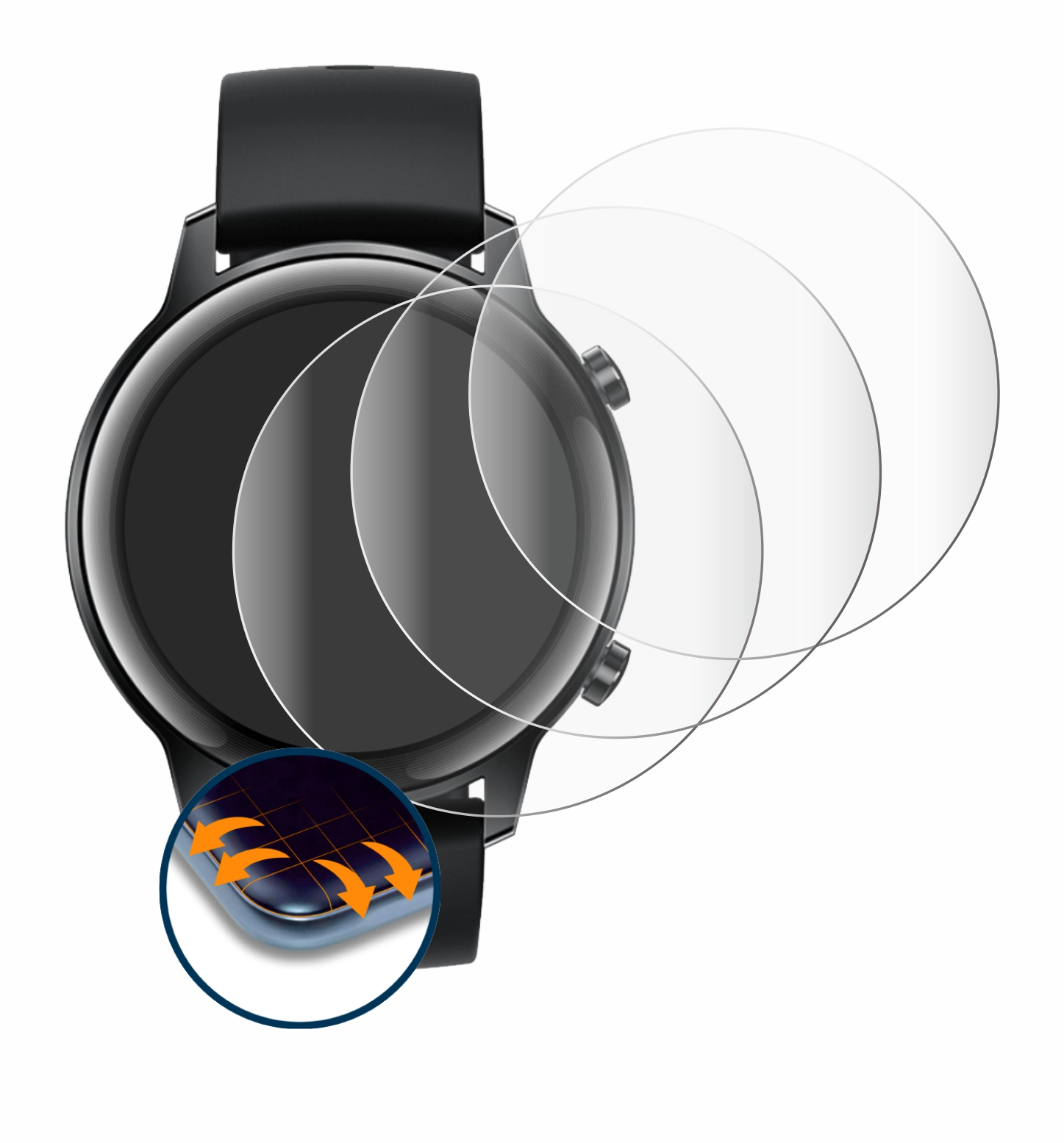 SAVVIES 4x Flex (42 Schutzfolie(für mm)) Full-Cover Curved Watch Honor 2 Magic 3D
