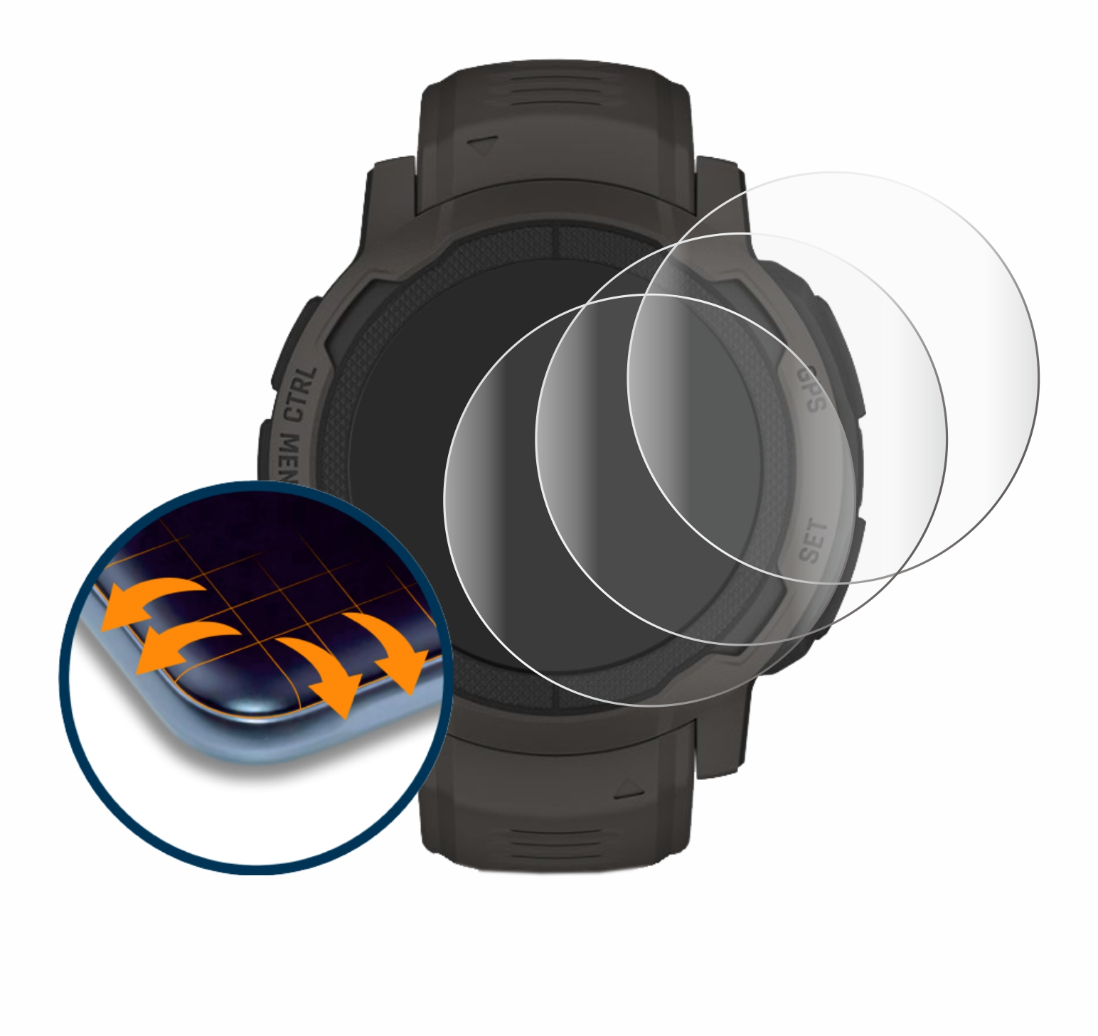Full-Cover 4x Schutzfolie(für Curved 3D Instinct SAVVIES Flex Garmin 2)