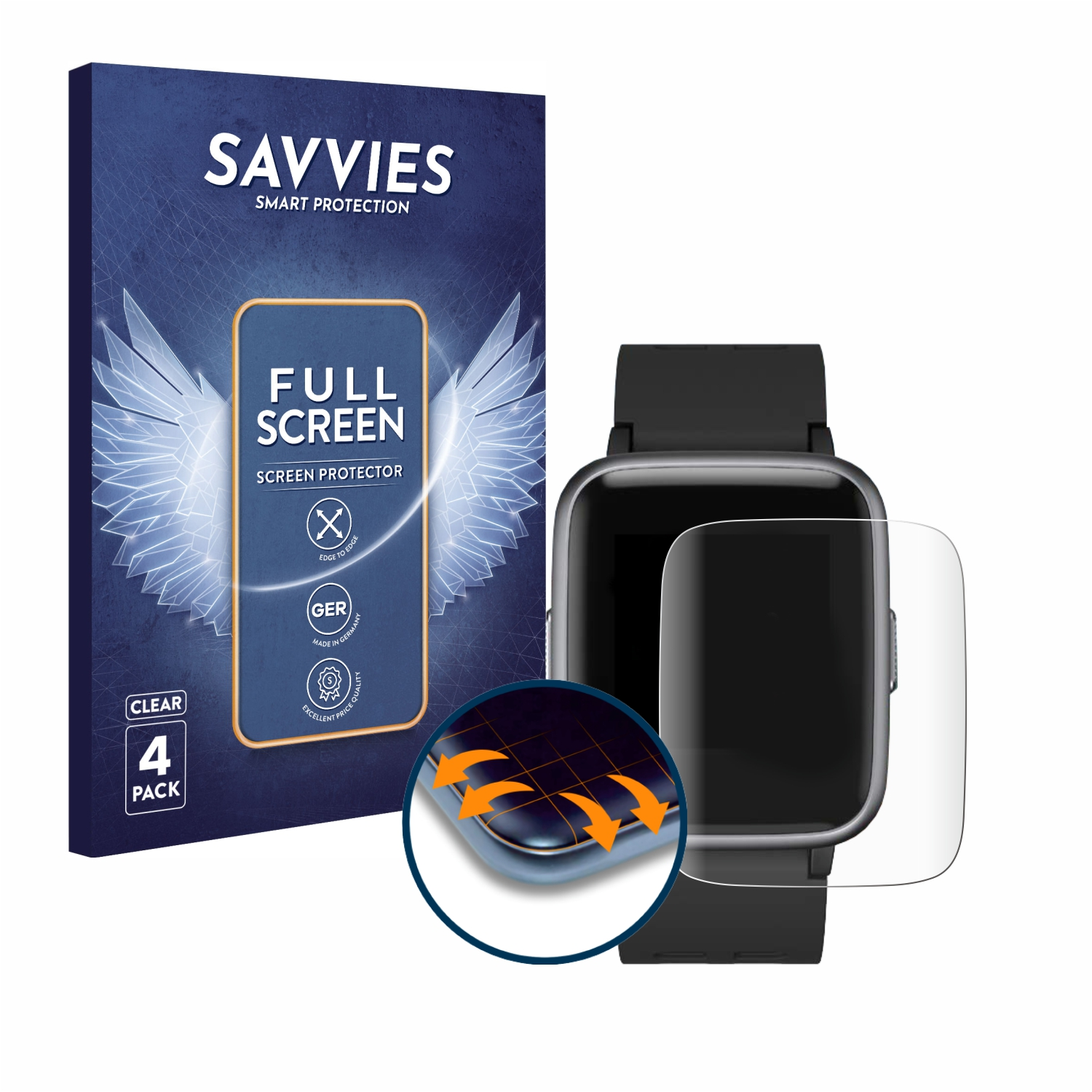 SAVVIES 4x Flex Letsfit Tracker Schutzfolie(für Curved Full-Cover Fitness 3D 1.3\