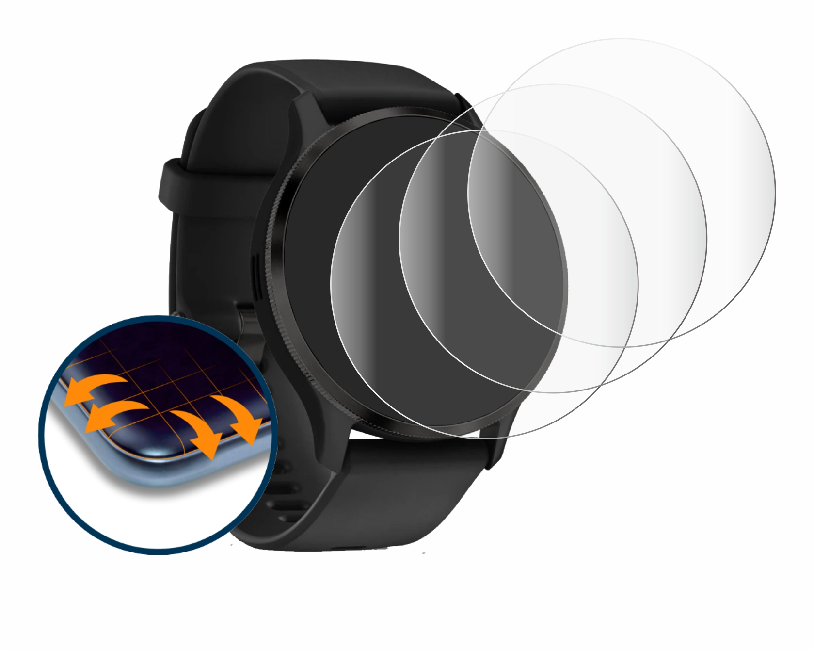 Flex 3S) Schutzfolie(für Venu Garmin SAVVIES Full-Cover 4x Curved 3D