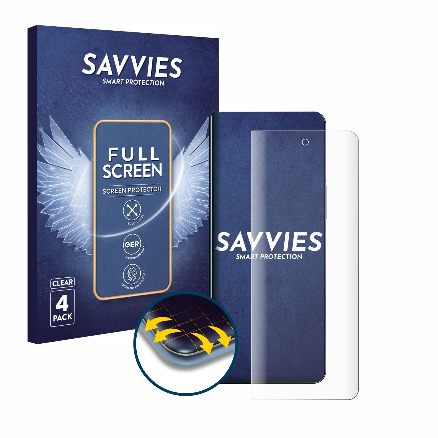 SAVVIES 4x Flex Full-Cover 3D Galaxy 4) Schutzfolie(für Fold Curved Samsung Z