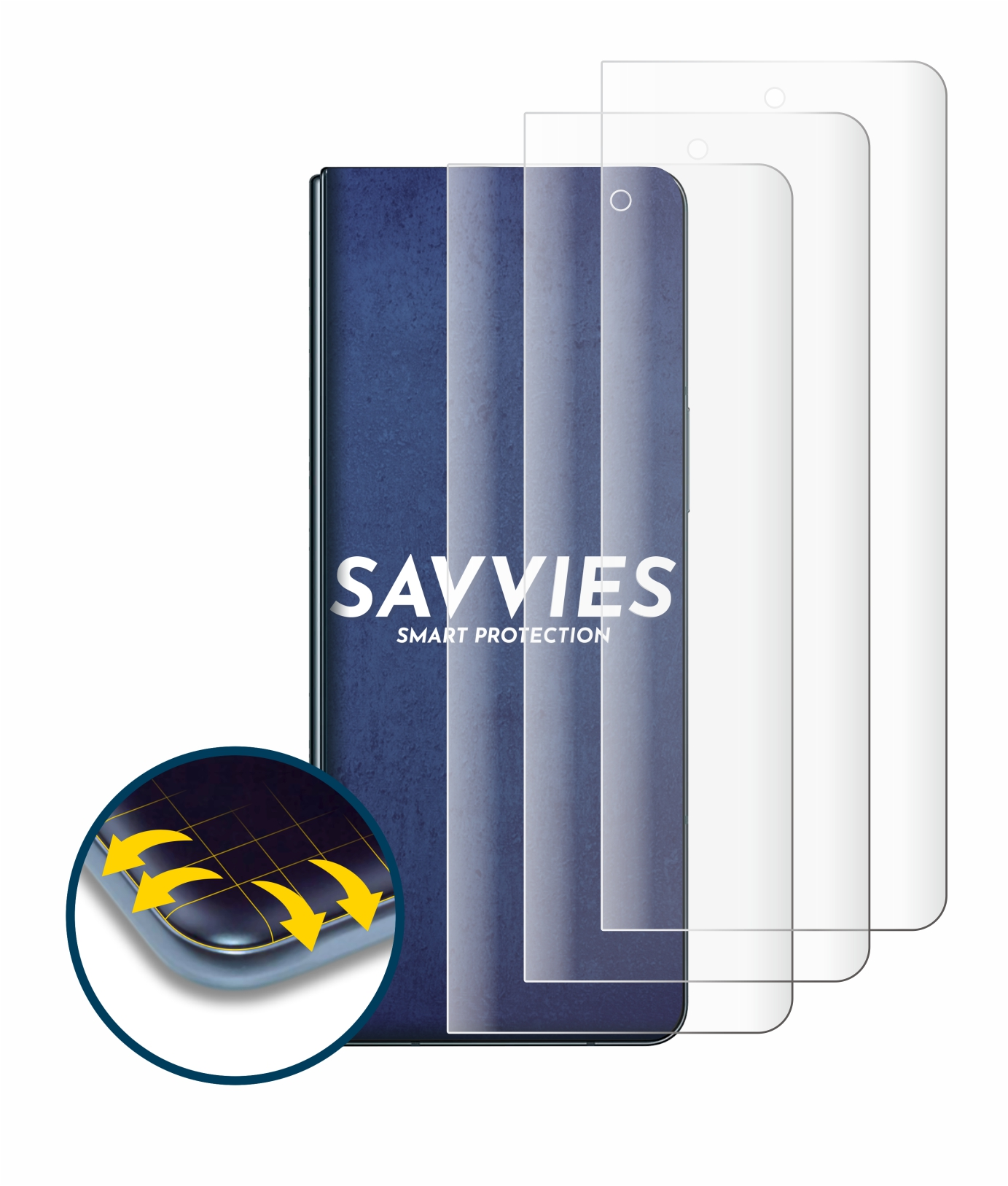 Z Flex 4x Samsung Schutzfolie(für Galaxy 3D SAVVIES Curved Fold Full-Cover 4)
