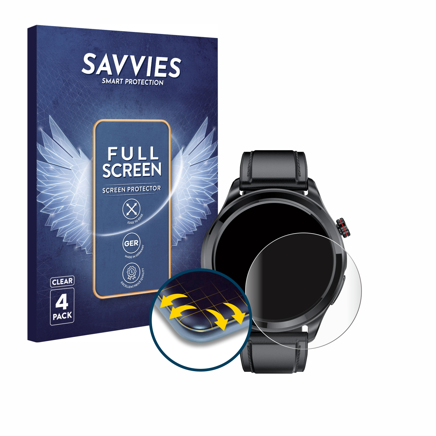 SAVVIES 4x Full-Cover Kardena Schutzfolie(für Flex 3D Care Pro Curved 3)