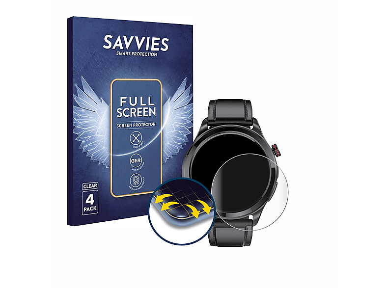 SAVVIES 4x Flex 3D Care Curved Full-Cover 3) Schutzfolie(für Kardena Pro