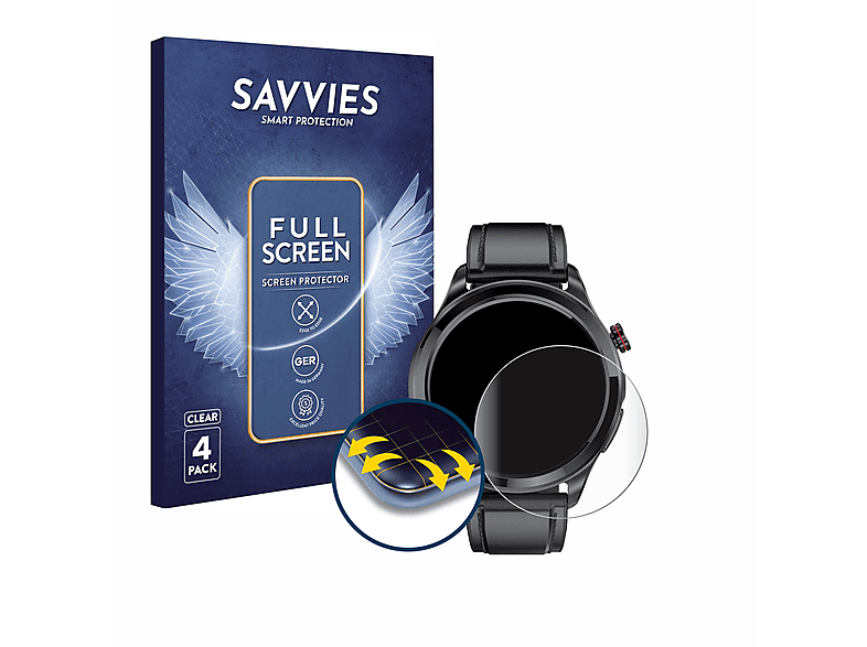 4x Care Flex 3D Curved Kardena Full-Cover SAVVIES Schutzfolie(für 3) Pro