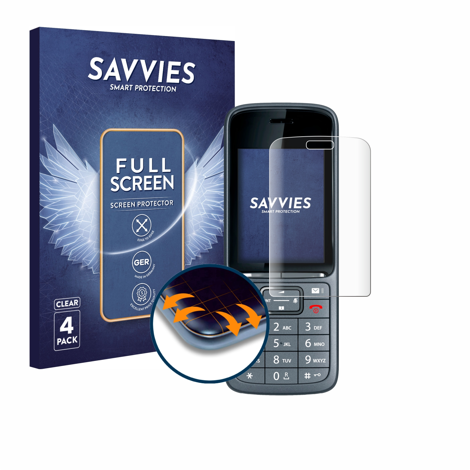 SAVVIES 4x Flex Full-Cover Curved Pro) Gigaset SL800H Schutzfolie(für 3D