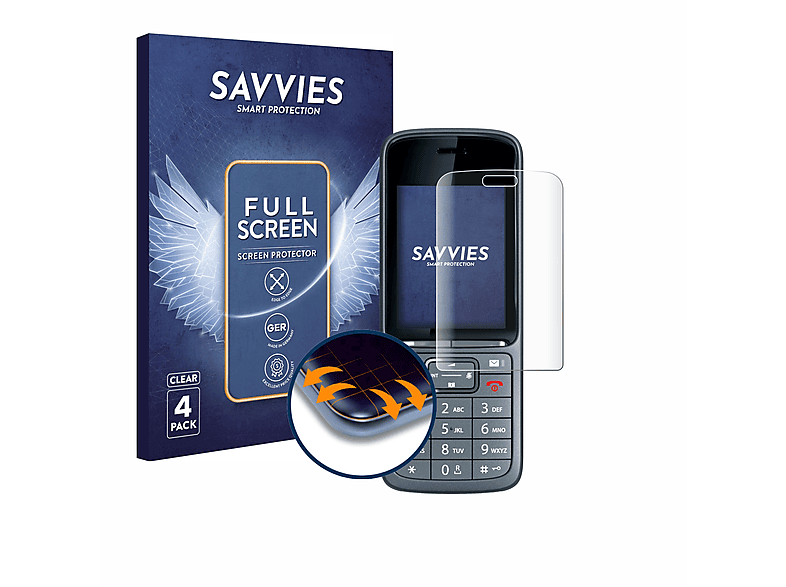 SAVVIES 4x Flex Full-Cover 3D Curved Schutzfolie(für Gigaset SL800H Pro)