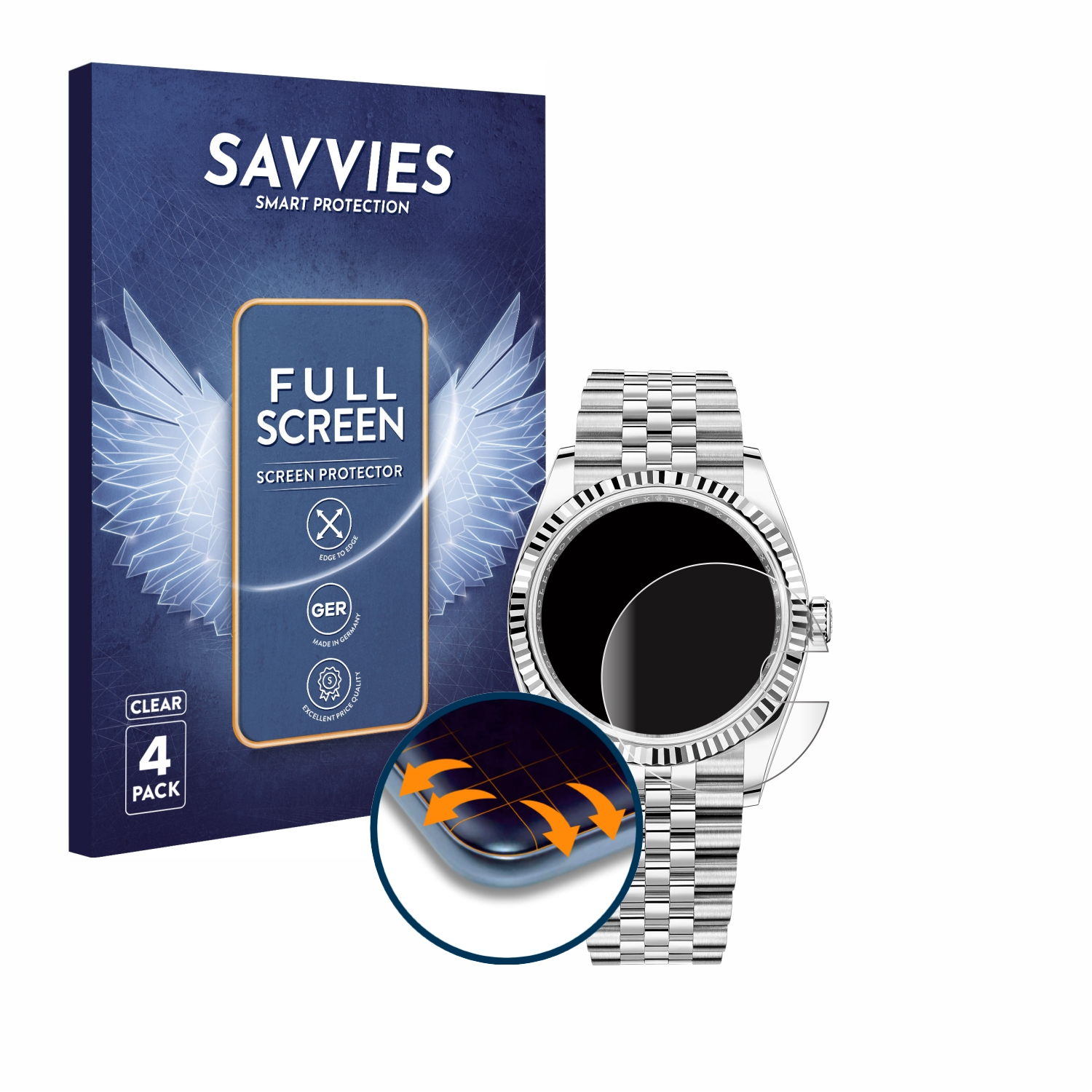 3D Curved Datejust Rolex Schutzfolie(für SAVVIES 4x Full-Cover 36) Flex