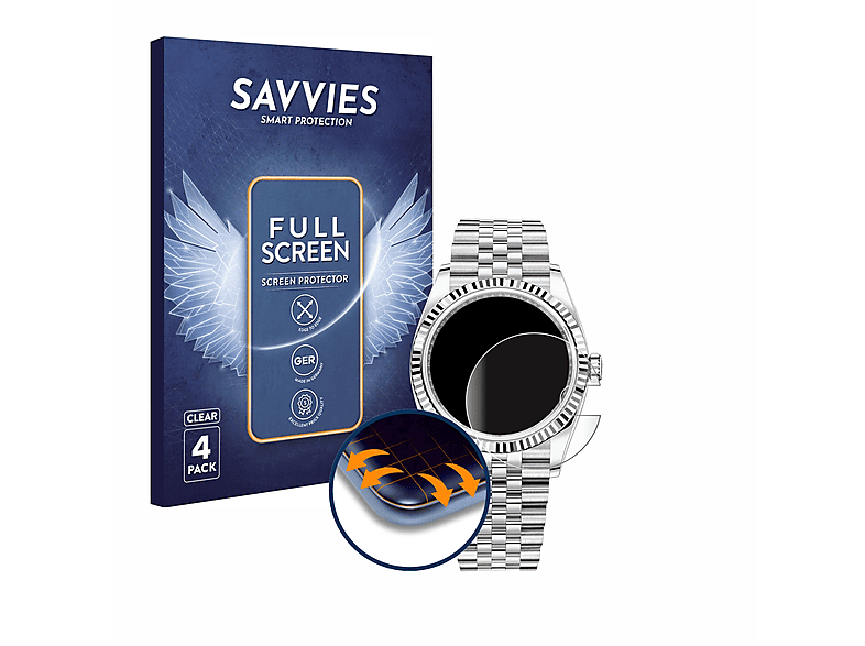 SAVVIES 4x Flex 36) Datejust 3D Full-Cover Curved Rolex Schutzfolie(für