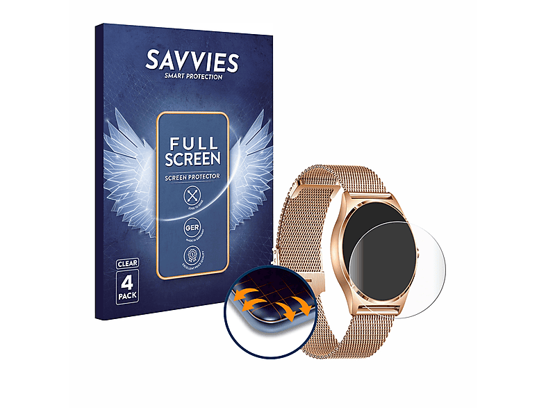 SAVVIES 4x Pro) XC X-Watch Joli Curved Schutzfolie(für 3D Xcoast Flex Full-Cover