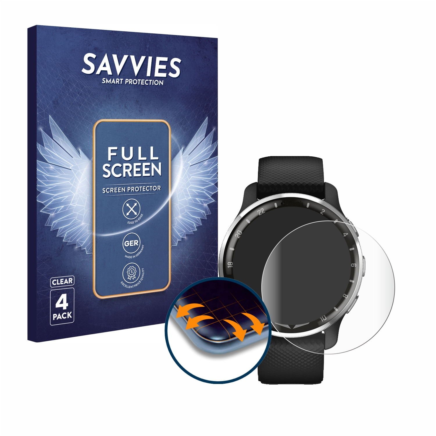 SAVVIES 4x Flex Full-Cover X10) D2 3D Air Curved Garmin Schutzfolie(für