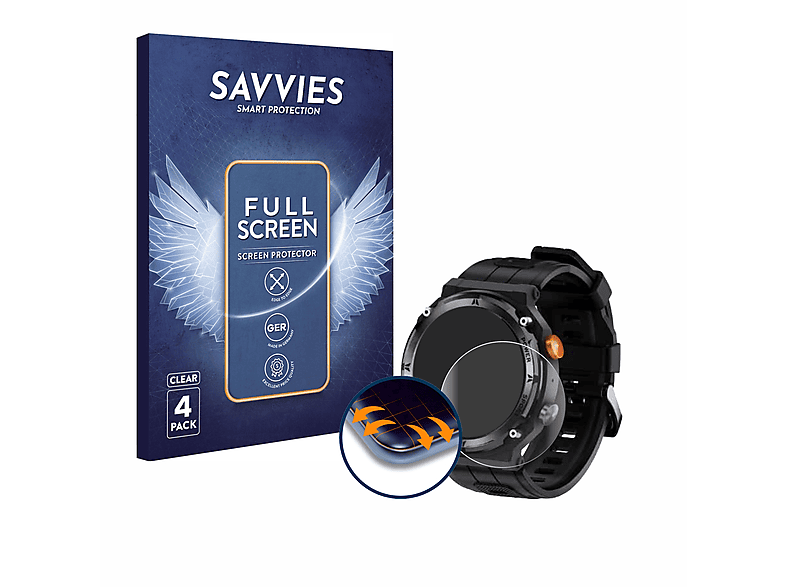 SAVVIES 4x Flex Full-Cover 3D Curved Schutzfolie(für Lemfo C21 Pro (1.39\
