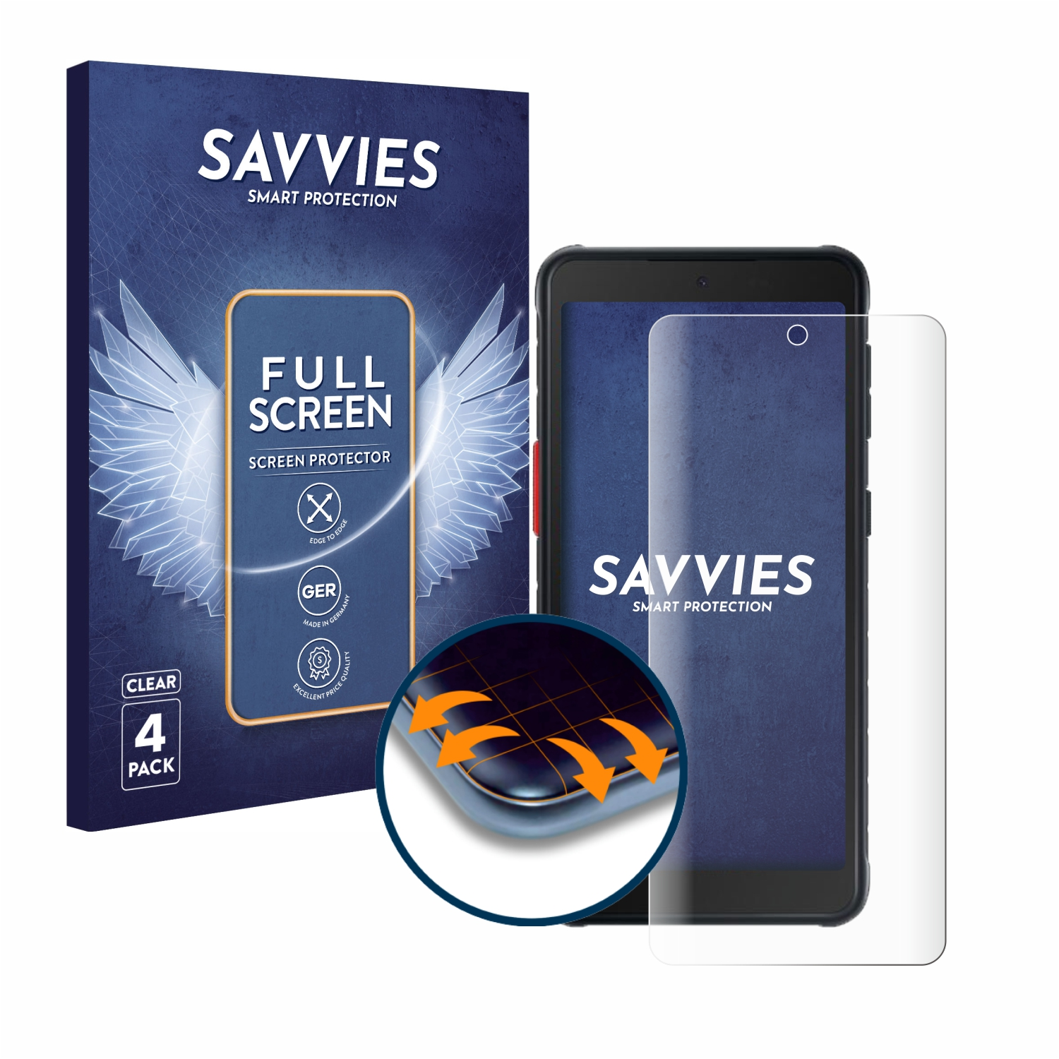 3D Curved Samsung 4x Schutzfolie(für 5) XCover Galaxy Flex Full-Cover SAVVIES