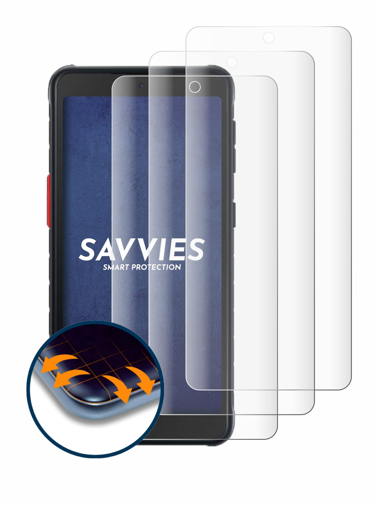 3D Curved Samsung 4x Schutzfolie(für 5) XCover Galaxy Flex Full-Cover SAVVIES