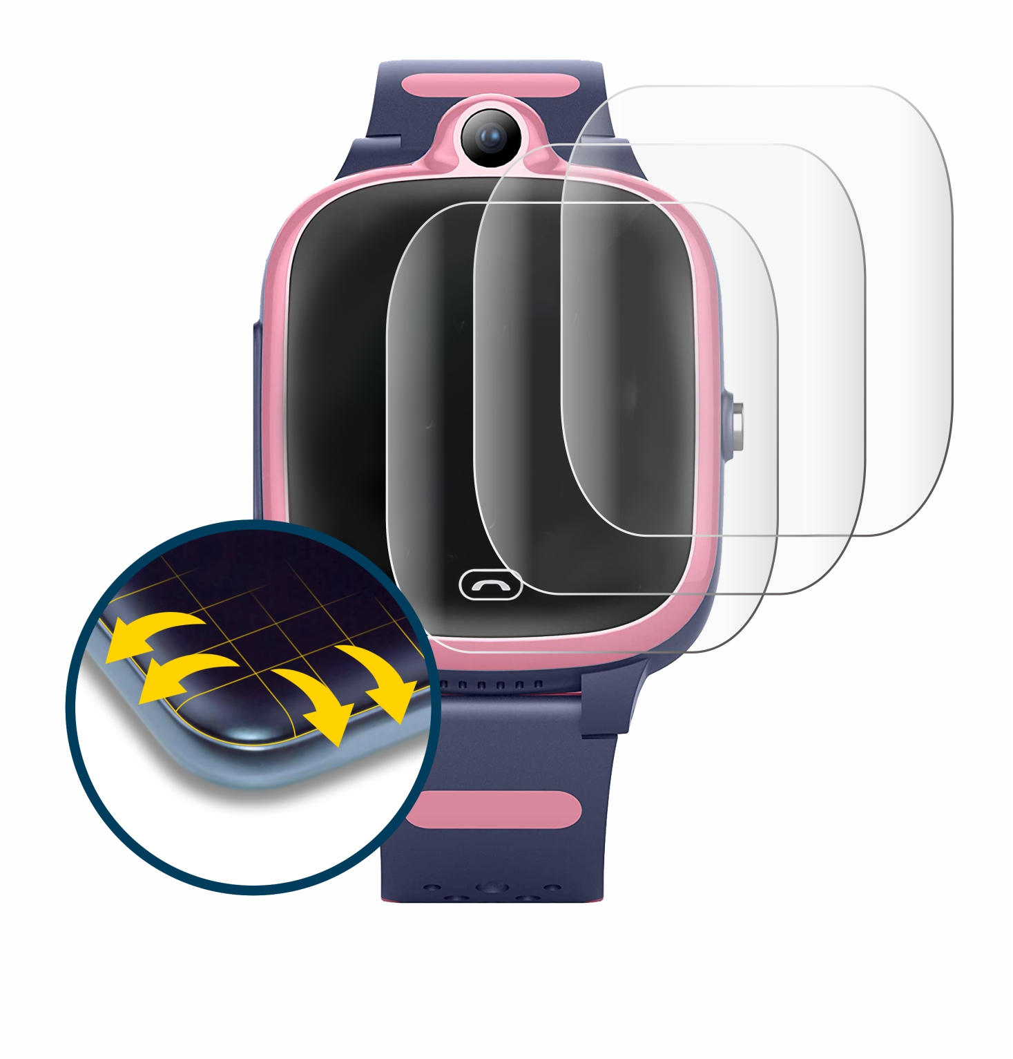 SAVVIES 4x Smartwatch) Curved Fitonme 4G 3D Full-Cover Schutzfolie(für Flex