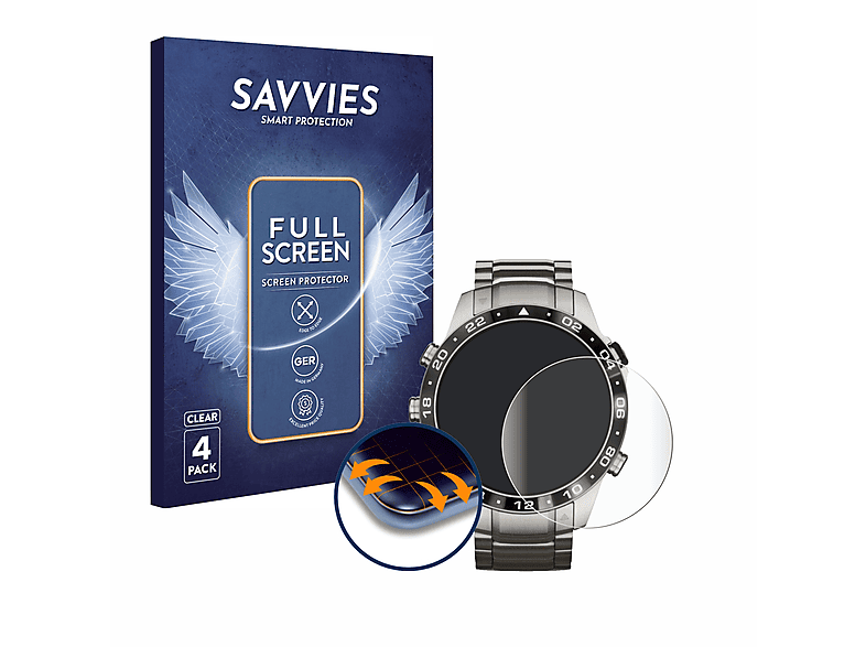 SAVVIES 4x Marq Full-Cover 2) Aviator Flex 3D Schutzfolie(für Curved Garmin Gen