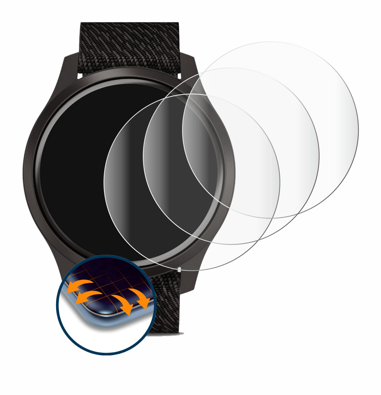 Style Garmin Flex Full-Cover mm)) Schutzfolie(für 4x (42 Curved SAVVIES vivomove 3D