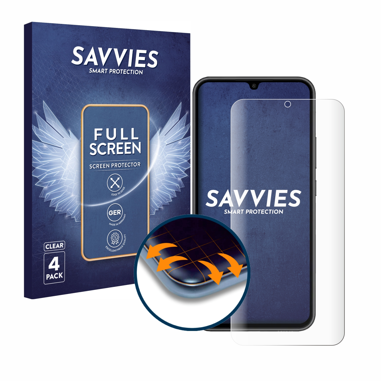 3D Samsung Schutzfolie(für SAVVIES A34 Curved 4x Flex 5G) Galaxy Full-Cover