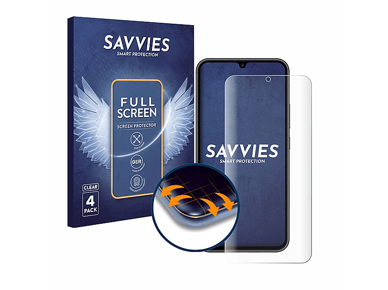 SAVVIES 4x Flex Full-Cover 3D Curved Schutzfolie(für Samsung Galaxy A34 5G)