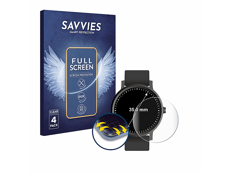 SAVVIES Flex Universal 35 (ø: Displays Kreisrunde 4x mm)) Schutzfolie(für Curved 3D Full-Cover