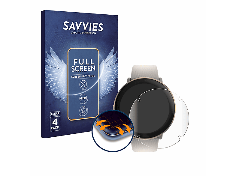 SAVVIES 4x Flex Full-Cover 3D Ignite 3) Schutzfolie(für Curved Polar