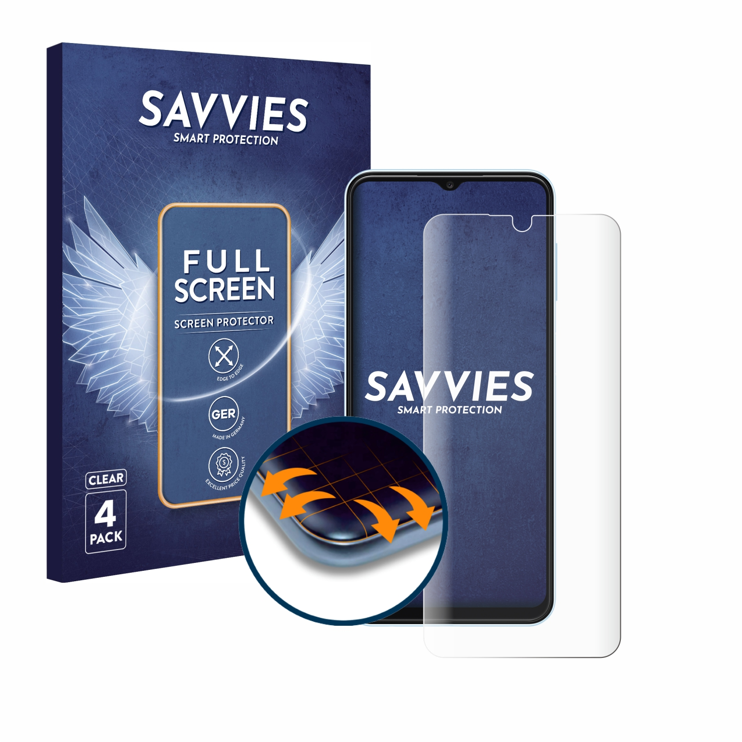 3D Schutzfolie(für Samsung 4x A13) SAVVIES Full-Cover Curved Galaxy Flex