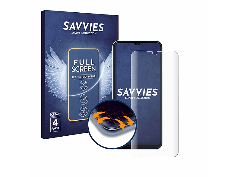 A13) 4x Full-Cover 3D Samsung Schutzfolie(für SAVVIES Curved Flex Galaxy