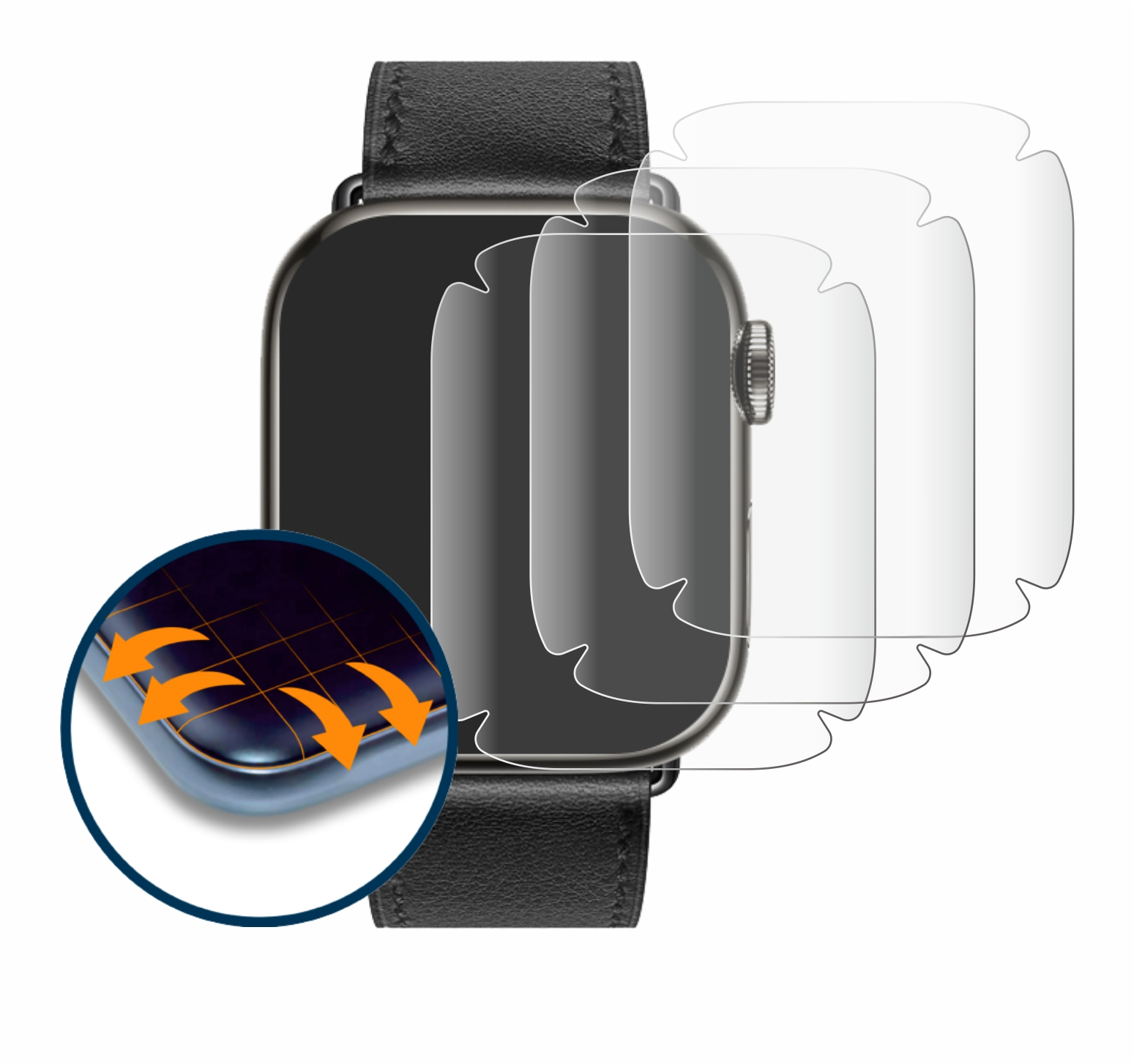 SAVVIES 4x Flex (41 Apple Watch 3D Schutzfolie(für Curved mm)) Hermès Full-Cover