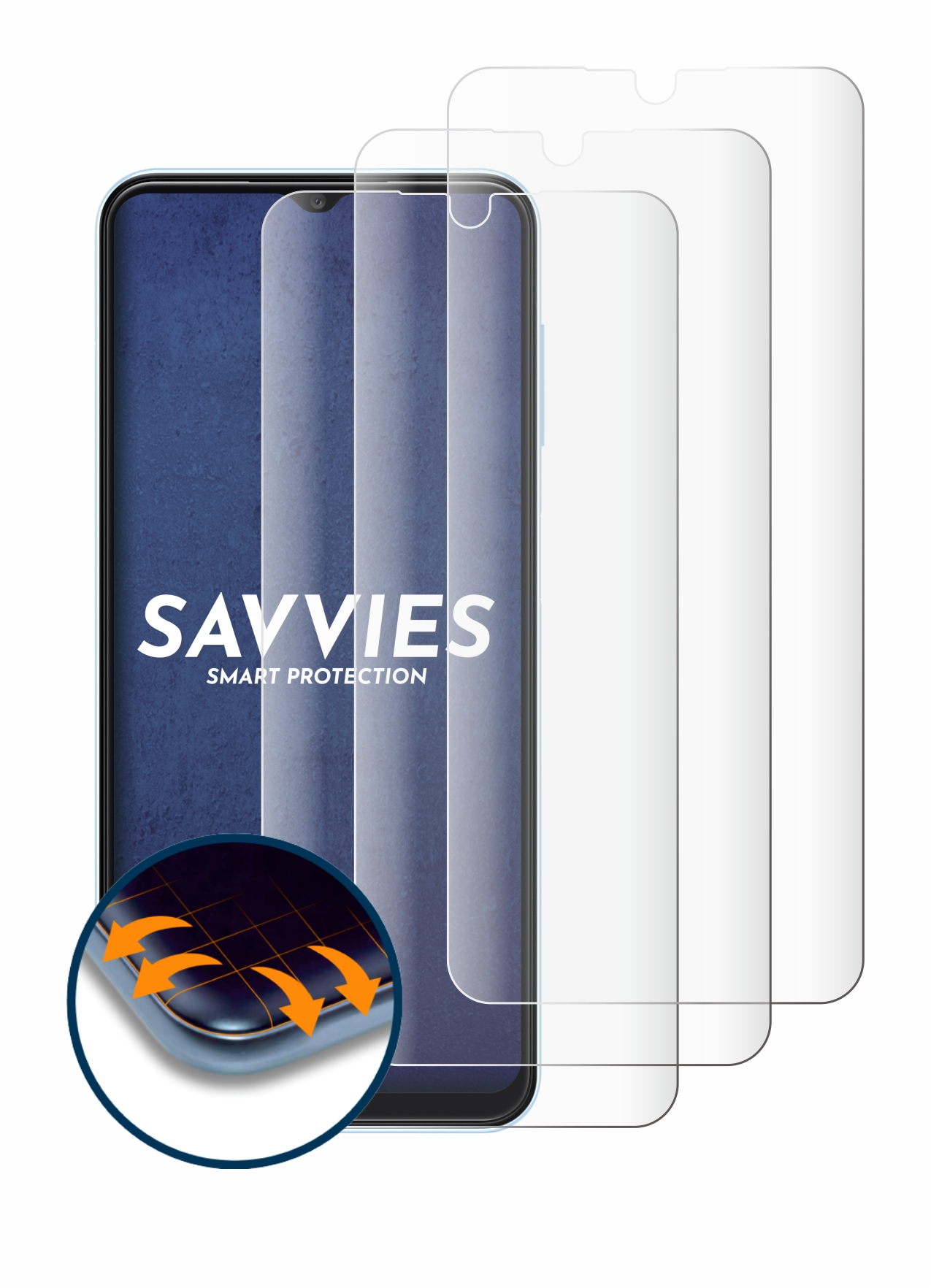 SAVVIES 4x Flex Full-Cover Samsung A13) Curved Galaxy 3D Schutzfolie(für