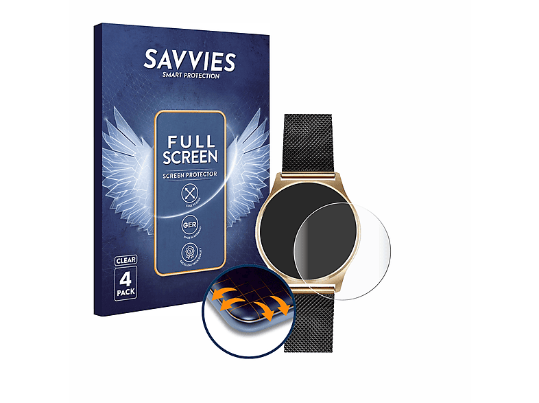 Xlyne Curved Flex Joli 3D SAVVIES Schutzfolie(für Full-Cover X-Watch XW Pro) 4x