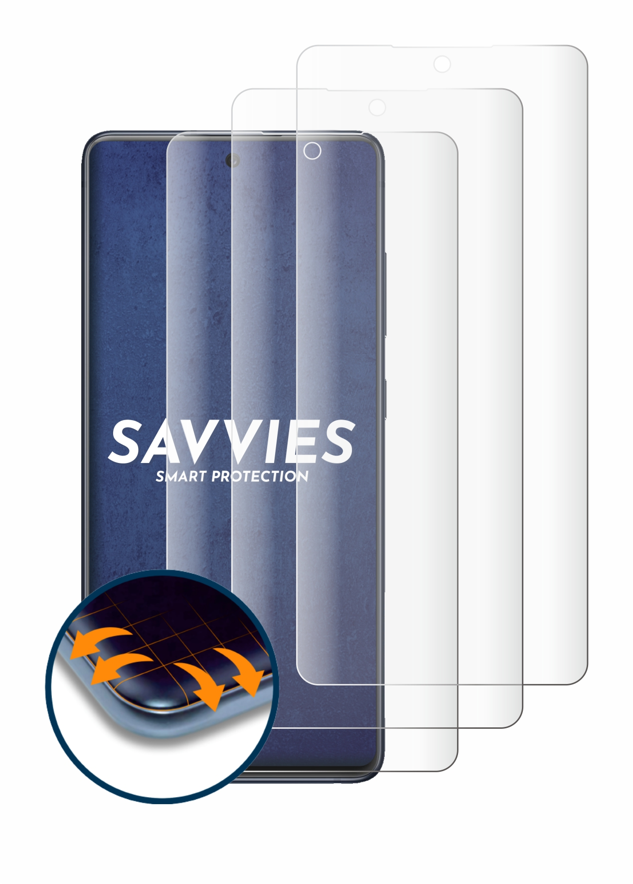 SAVVIES S20 4x Curved Full-Cover Samsung 3D FE Schutzfolie(für Galaxy Flex 5G)