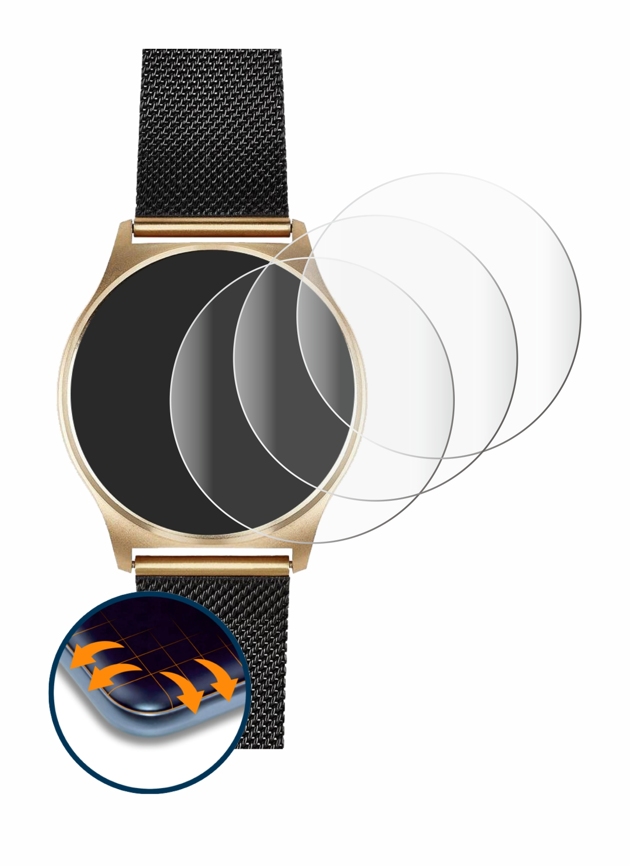 Curved Xlyne Flex XW Pro) Schutzfolie(für X-Watch Full-Cover Joli 4x SAVVIES 3D