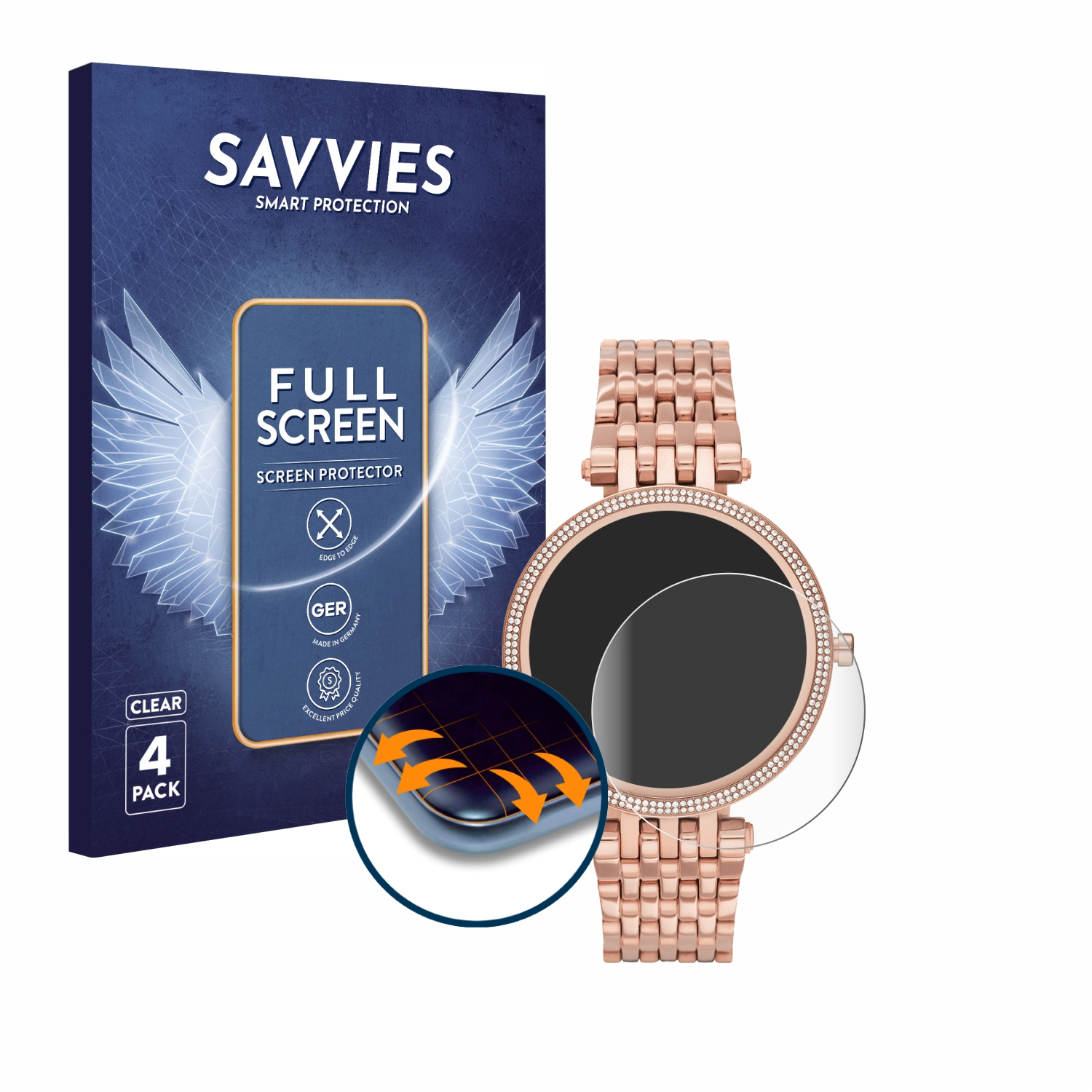 SAVVIES 4x Flex Full-Cover Darci Michael 3D Curved 5E) Schutzfolie(für Access Kors Gen