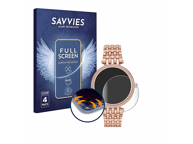 SAVVIES 4x Flex Full-Cover 3D Curved Schutzfolie(für Michael Kors Access Darci Gen 5E)
