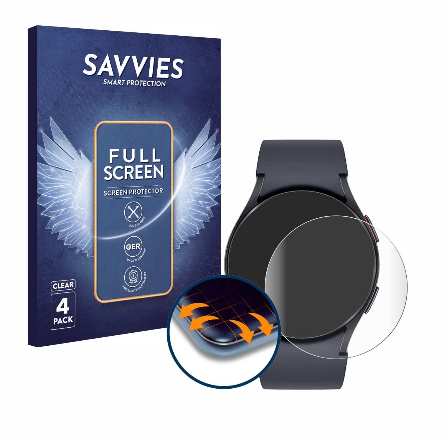 SAVVIES Galaxy Watch mm)) 6 Curved 3D Flex 4x Full-Cover (40 Samsung Schutzfolie(für