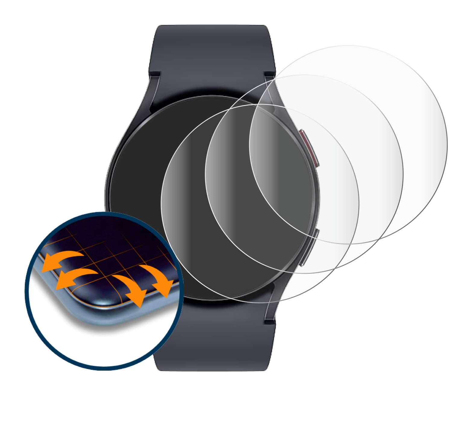 SAVVIES Galaxy Watch mm)) 6 Curved 3D Flex 4x Full-Cover (40 Samsung Schutzfolie(für