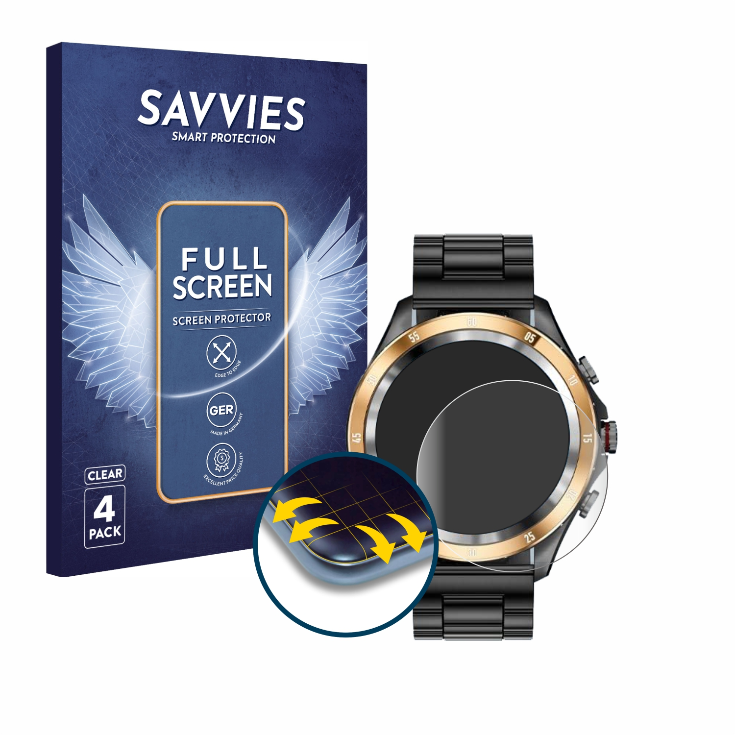 SAVVIES 4x Flex Full-Cover 3D Schutzfolie(für LIGE Curved AS1829C)